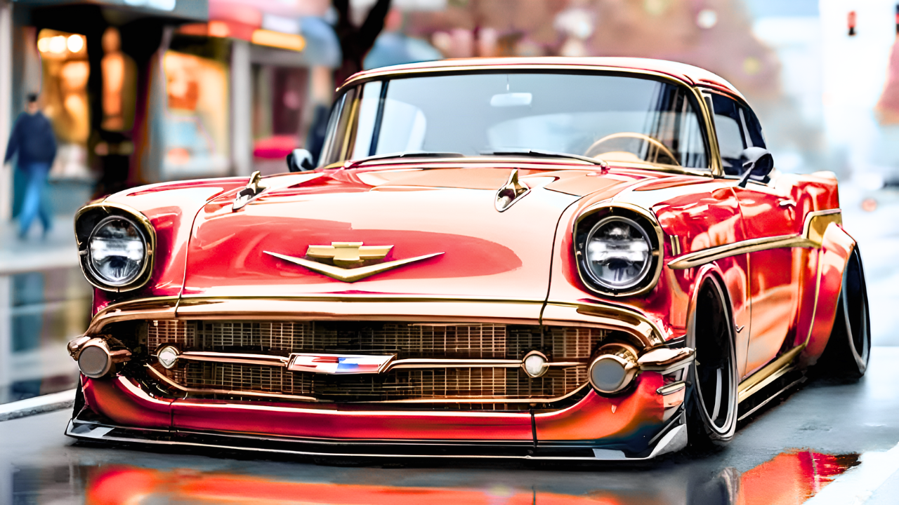 1957 Chevrolet Bel Air Personalizado: Auto Vintage de 1957 con Modificaciones Modernas, Apariencia Clásica y Encanto Retro Atemporal